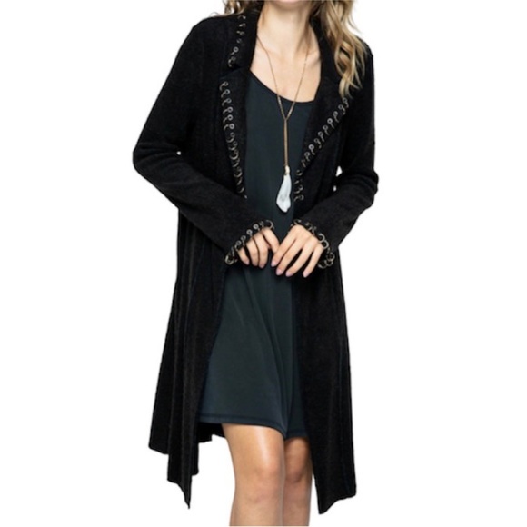 VOCAL grommet rings long sleeve jacket M black - Picture 1 of 10